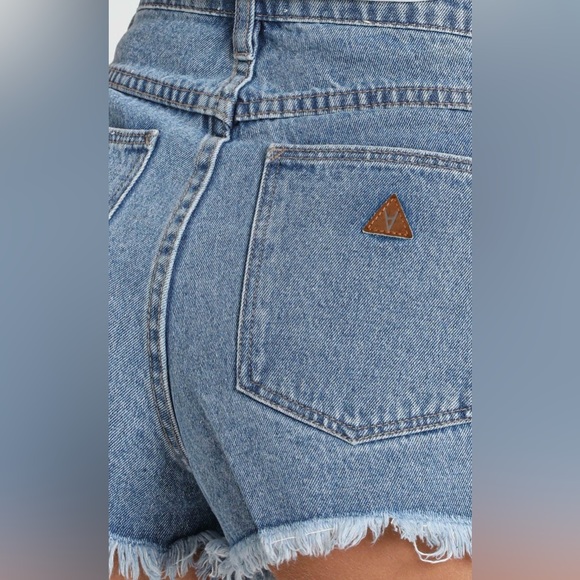 Abrand Jeans Distressed A High Relaxed Denim Shorts in Salty Blue Size 26 EUC - Picture 8 of 14
